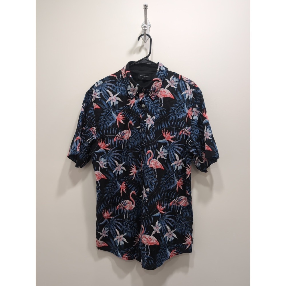 Ocean Current Men's Hawaiian Shirt Short Sleeve Button Down Flamingos Large